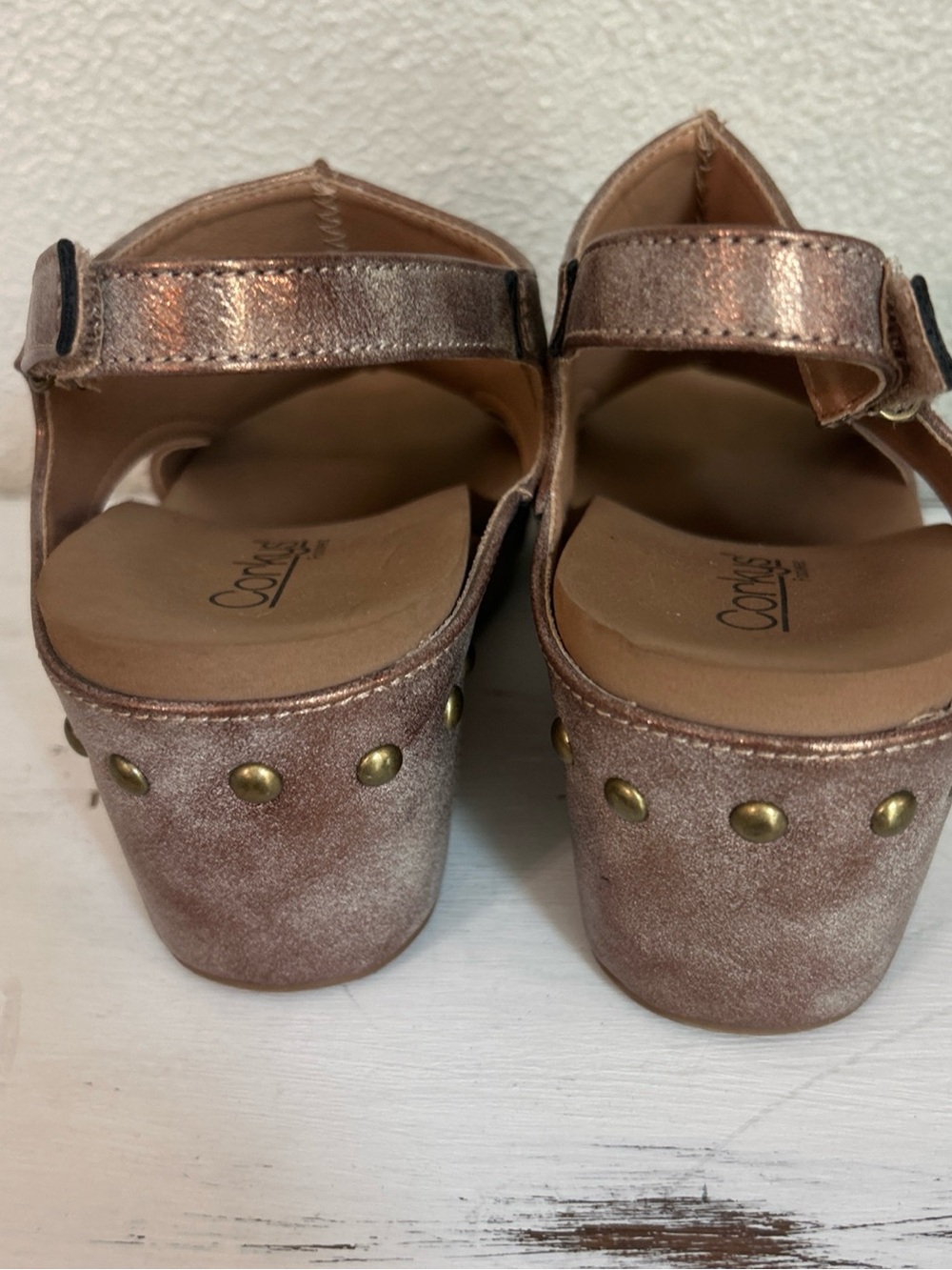 Corkys Rose Gold Metallic Open-Toe Wedge Sandals - Picture 5 of 5